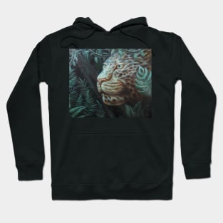 Jaguar in the Jungle with Sunlight Passing Through Green Leaves Hoodie